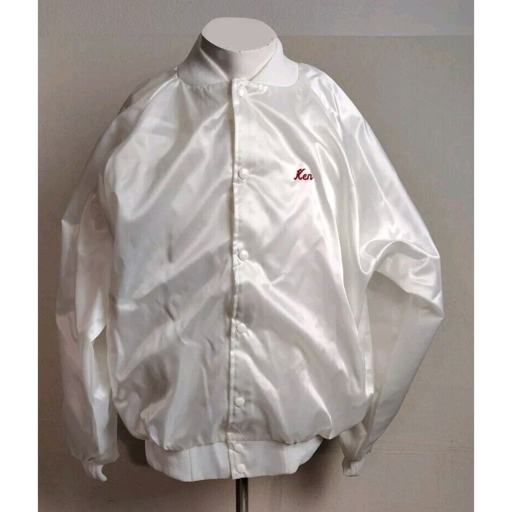 Vintage 80s Satin Bomber Jacket Mens‎ Size XL MADE IN USA Hip Hop Workwear
